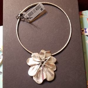 Flower Silver Chrome Necklace Robert Lee Morris